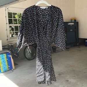 &other stories black patterned wrap dress with white flowers size 2